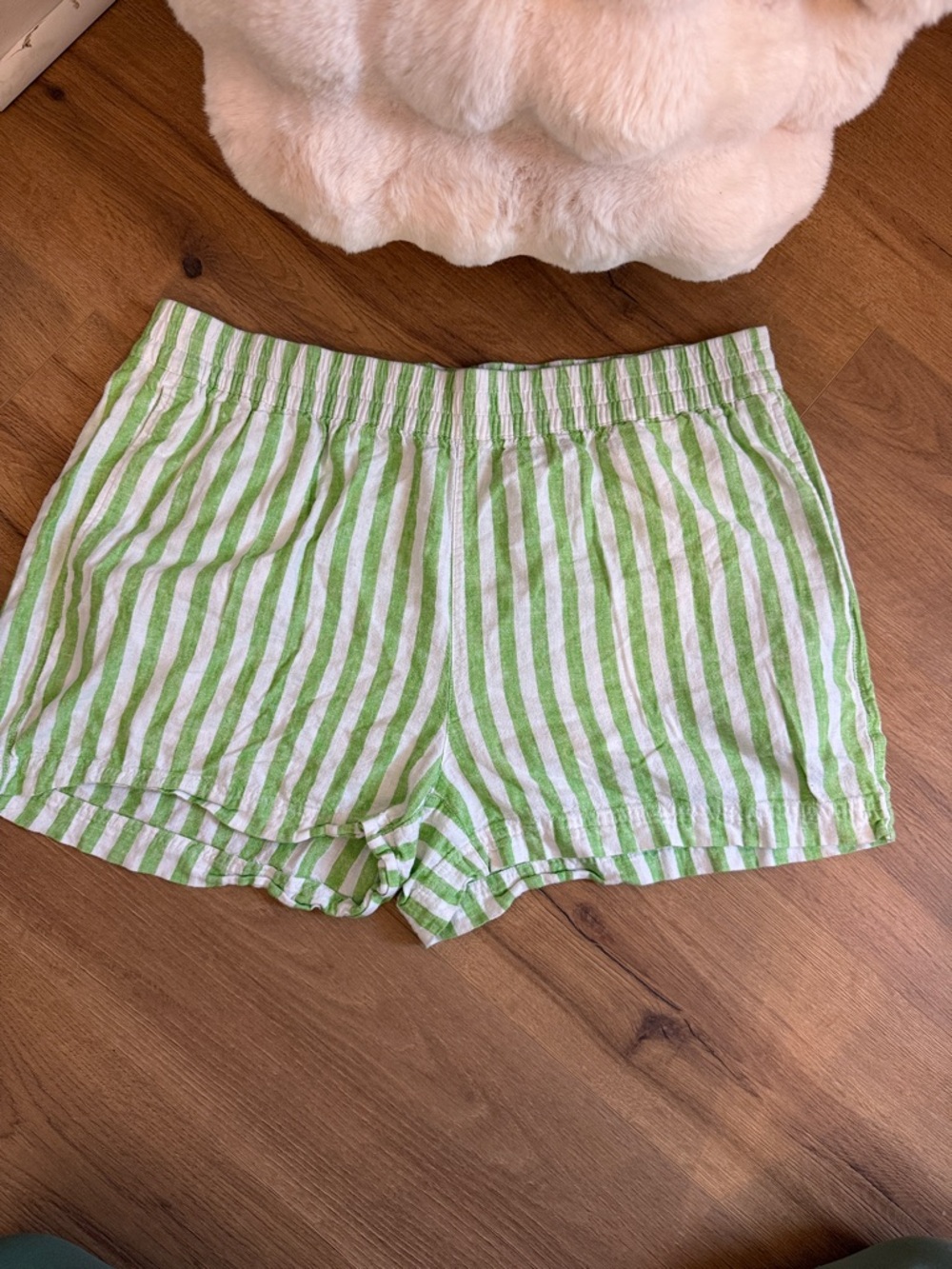 Old Navy Green and White Striped Athletic Shorts
